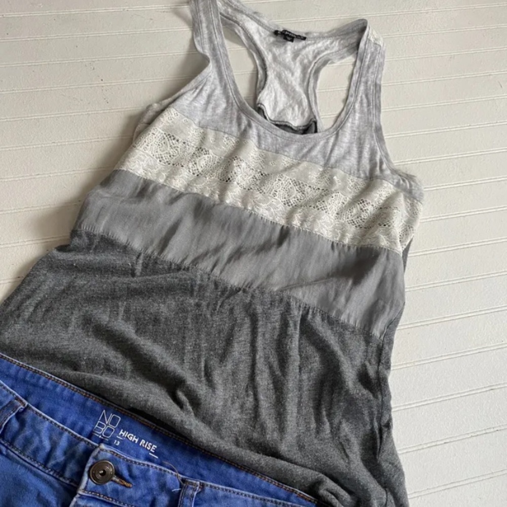 Express Tank Top Size XS Gray Racerback Women's Sequin Camisole Lightweight